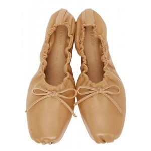 KHAITE Ashland Square-Toe Leather Bow Embellished Ballet Flats Size 41